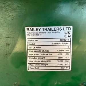 Bailey Trailer Farm CT17 Heavy Duty Contract Tipper Trailer 17 Tonne 2022 - Image 6
